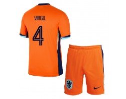 Holandsko Virgil van Dijk #4 Domácí dres komplet pro Děti ME 2024 Krátkým Rukávem (+ Krátké kalhoty)