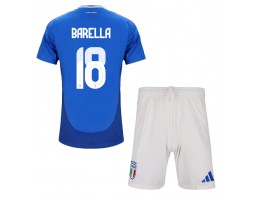 Itálie Nicolo Barella #18 Domácí dres komplet pro Děti ME 2024 Krátkým Rukávem (+ Krátké kalhoty)