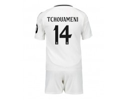 Real Madrid Aurelien Tchouameni #14 Domácí dres komplet pro Děti 2024-25 Krátkým Rukávem (+ Krátké kalhoty)