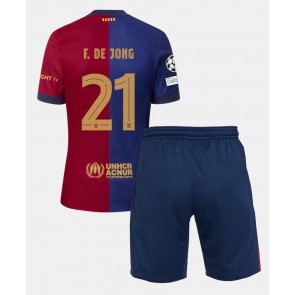 Barcelona Frenkie de Jong #21 Domácí dres komplet pro Děti 2024-25 Krátkým Rukávem (+ Krátké kalhoty)