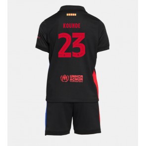 Barcelona Jules Kounde #23 Venkovní dres komplet pro Děti 2024-25 Krátkým Rukávem (+ Krátké kalhoty)