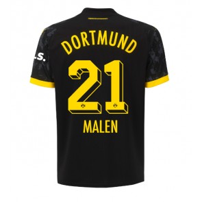 Borussia Dortmund Donyell Malen #21 Venkovní Dres 2023-24 Krátkým Rukávem