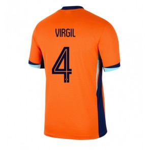 Holandsko Virgil van Dijk #4 Domácí Dres ME 2024 Krátkým Rukávem