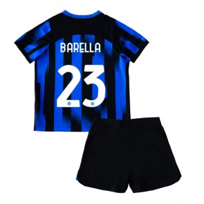 Inter Milan Nicolo Barella #23 Domácí dres komplet pro Děti 2023-24 Krátkým Rukávem (+ Krátké kalhoty)