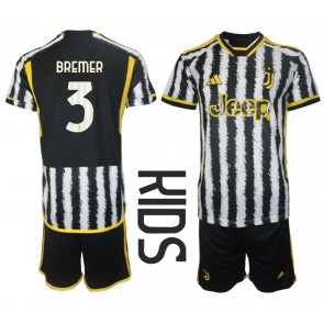 Juventus Gleison Bremer #3 Domácí dres komplet pro Děti 2023-24 Krátkým Rukávem (+ Krátké kalhoty)