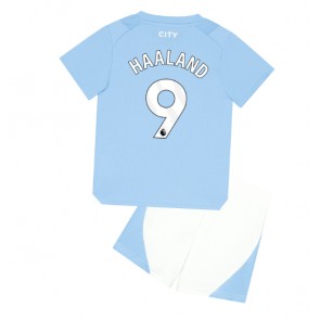 Manchester City Erling Haaland #9 Domácí dres komplet pro Děti 2023-24 Krátkým Rukávem (+ Krátké kalhoty)