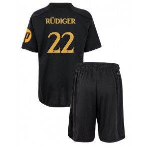 Real Madrid Antonio Rudiger #22 Alternativní dres komplet pro Děti 2023-24 Krátkým Rukávem (+ Krátké kalhoty)