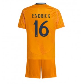 Real Madrid Endrick #16 Venkovní dres komplet pro Děti 2024-25 Krátkým Rukávem (+ Krátké kalhoty)