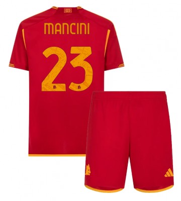 AS Roma Gianluca Mancini #23 Domácí dres komplet pro Děti 2023-24 Krátkým Rukávem (+ Krátké kalhoty)