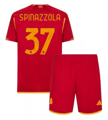 AS Roma Leonardo Spinazzola #37 Domácí dres komplet pro Děti 2023-24 Krátkým Rukávem (+ Krátké kalhoty)