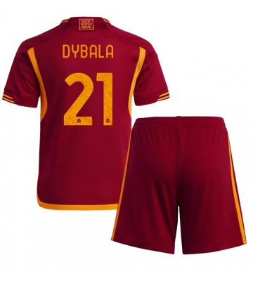 AS Roma Paulo Dybala #21 Domácí dres komplet pro Děti 2023-24 Krátkým Rukávem (+ Krátké kalhoty)