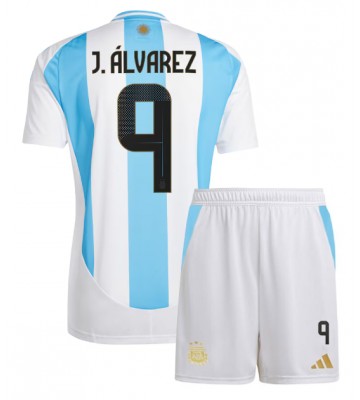 Argentina Julian Alvarez #9 Domácí dres komplet pro Děti Copa America 2024 Krátkým Rukávem (+ Krátké kalhoty)