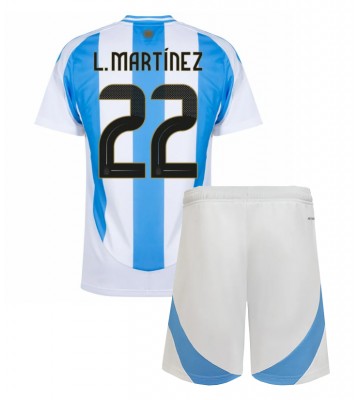 Argentina Lautaro Martinez #22 Domácí dres komplet pro Děti Copa America 2024 Krátkým Rukávem (+ Krátké kalhoty)