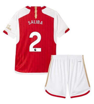 Arsenal William Saliba #2 Domácí dres komplet pro Děti 2023-24 Krátkým Rukávem (+ Krátké kalhoty)