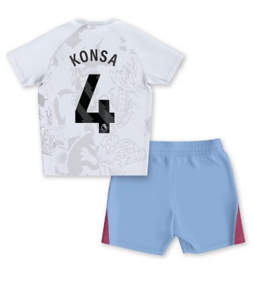 Aston Villa Ezri Konsa #4 Venkovní dres komplet pro Děti 2023-24 Krátkým Rukávem (+ Krátké kalhoty)