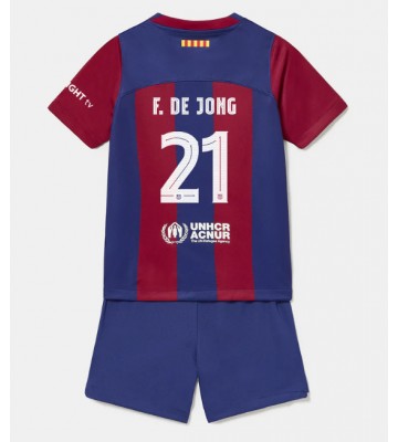 Barcelona Frenkie de Jong #21 Domácí dres komplet pro Děti 2023-24 Krátkým Rukávem (+ Krátké kalhoty)