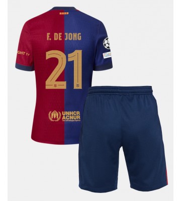 Barcelona Frenkie de Jong #21 Domácí dres komplet pro Děti 2024-25 Krátkým Rukávem (+ Krátké kalhoty)