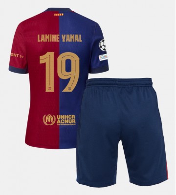 Barcelona Lamine Yamal #19 Domácí dres komplet pro Děti 2024-25 Krátkým Rukávem (+ Krátké kalhoty)