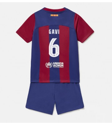 Barcelona Paez Gavi #6 Domácí dres komplet pro Děti 2023-24 Krátkým Rukávem (+ Krátké kalhoty)