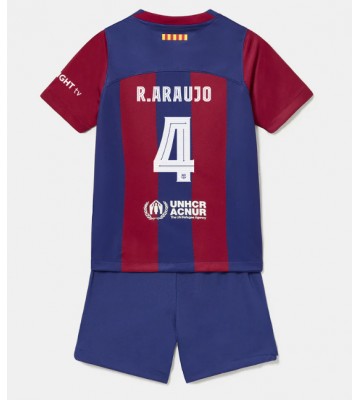 Barcelona Ronald Araujo #4 Domácí dres komplet pro Děti 2023-24 Krátkým Rukávem (+ Krátké kalhoty)