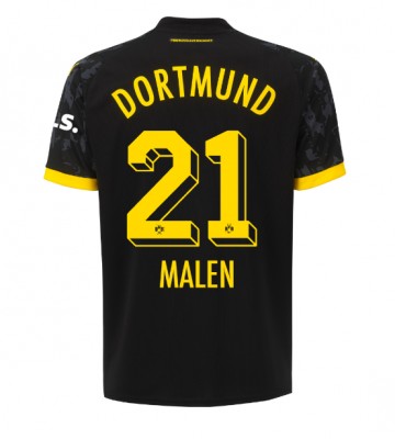 Borussia Dortmund Donyell Malen #21 Venkovní Dres 2023-24 Krátkým Rukávem