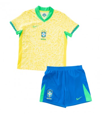 Brazílie Domácí dres komplet pro Děti Copa America 2024 Krátkým Rukávem (+ Krátké kalhoty)