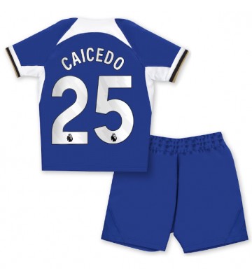 Chelsea Moises Caicedo #25 Domácí dres komplet pro Děti 2023-24 Krátkým Rukávem (+ Krátké kalhoty)