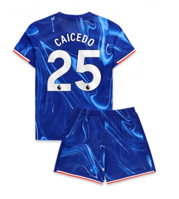 Chelsea Moises Caicedo #25 Domácí dres komplet pro Děti 2024-25 Krátkým Rukávem (+ Krátké kalhoty)