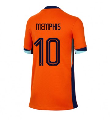 Holandsko Memphis Depay #10 Domácí Dres pro Dámy ME 2024 Krátkým Rukávem