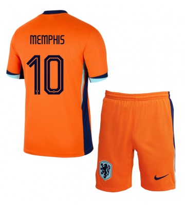 Holandsko Memphis Depay #10 Domácí dres komplet pro Děti ME 2024 Krátkým Rukávem (+ Krátké kalhoty)