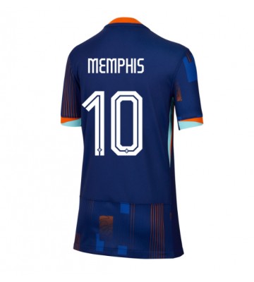 Holandsko Memphis Depay #10 Venkovní Dres pro Dámy ME 2024 Krátkým Rukávem