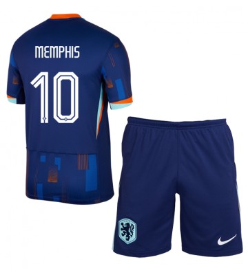 Holandsko Memphis Depay #10 Venkovní dres komplet pro Děti ME 2024 Krátkým Rukávem (+ Krátké kalhoty)