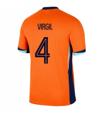 Holandsko Virgil van Dijk #4 Domácí Dres ME 2024 Krátkým Rukávem