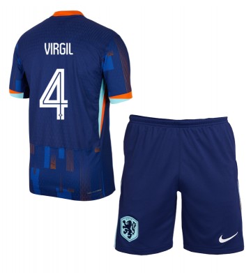 Holandsko Virgil van Dijk #4 Venkovní dres komplet pro Děti ME 2024 Krátkým Rukávem (+ Krátké kalhoty)