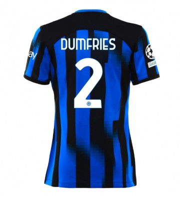 Inter Milan Denzel Dumfries #2 Domácí Dres pro Dámy 2023-24 Krátkým Rukávem