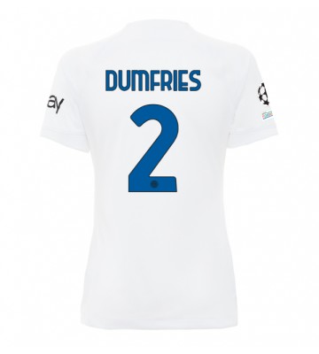 Inter Milan Denzel Dumfries #2 Venkovní Dres pro Dámy 2023-24 Krátkým Rukávem