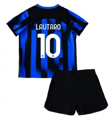 Inter Milan Lautaro Martinez #10 Domácí dres komplet pro Děti 2023-24 Krátkým Rukávem (+ Krátké kalhoty)