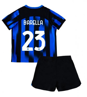 Inter Milan Nicolo Barella #23 Domácí dres komplet pro Děti 2023-24 Krátkým Rukávem (+ Krátké kalhoty)