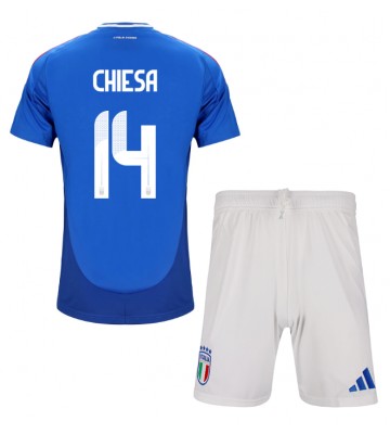 Itálie Federico Chiesa #14 Domácí dres komplet pro Děti ME 2024 Krátkým Rukávem (+ Krátké kalhoty)