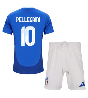 Itálie Lorenzo Pellegrini #10 Domácí dres komplet pro Děti ME 2024 Krátkým Rukávem (+ Krátké kalhoty)