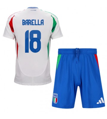 Itálie Nicolo Barella #18 Venkovní dres komplet pro Děti ME 2024 Krátkým Rukávem (+ Krátké kalhoty)