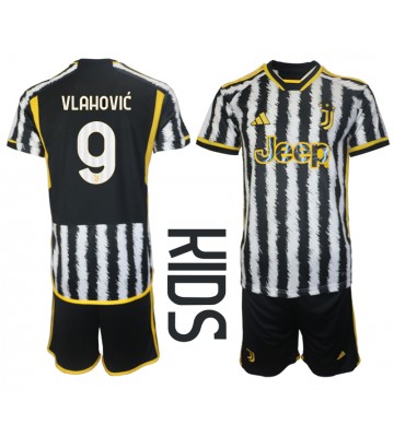 Juventus Dusan Vlahovic #9 Domácí dres komplet pro Děti 2023-24 Krátkým Rukávem (+ Krátké kalhoty)