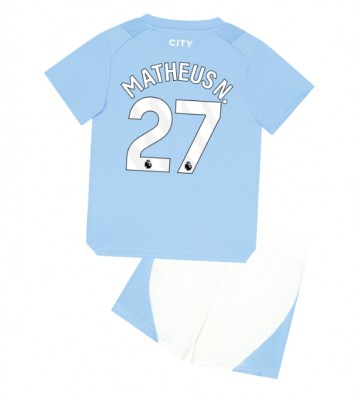 Manchester City Matheus Nunes #27 Domácí dres komplet pro Děti 2023-24 Krátkým Rukávem (+ Krátké kalhoty)