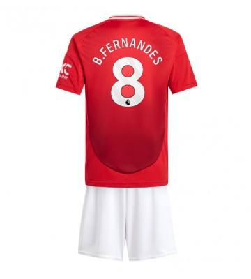 Manchester United Bruno Fernandes #8 Domácí dres komplet pro Děti 2024-25 Krátkým Rukávem (+ Krátké kalhoty)