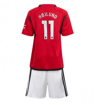 Manchester United Rasmus Hojlund #11 Domácí dres komplet pro Děti 2023-24 Krátkým Rukávem (+ Krátké kalhoty)