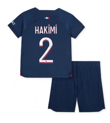 Paris Saint-Germain Achraf Hakimi #2 Domácí dres komplet pro Děti 2023-24 Krátkým Rukávem (+ Krátké kalhoty)