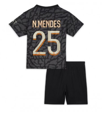 Paris Saint-Germain Nuno Mendes #25 Alternativní dres komplet pro Děti 2023-24 Krátkým Rukávem (+ Krátké kalhoty)