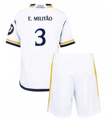 Real Madrid Eder Militao #3 Domácí dres komplet pro Děti 2023-24 Krátkým Rukávem (+ Krátké kalhoty)