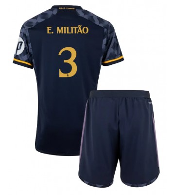 Real Madrid Eder Militao #3 Venkovní dres komplet pro Děti 2023-24 Krátkým Rukávem (+ Krátké kalhoty)