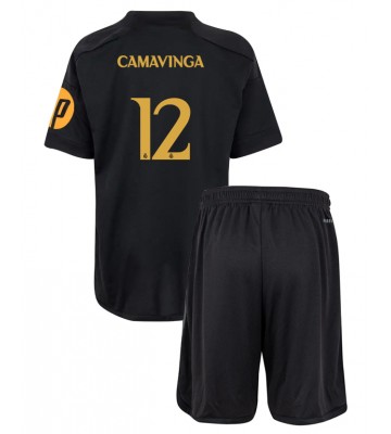 Real Madrid Eduardo Camavinga #12 Alternativní dres komplet pro Děti 2023-24 Krátkým Rukávem (+ Krátké kalhoty)